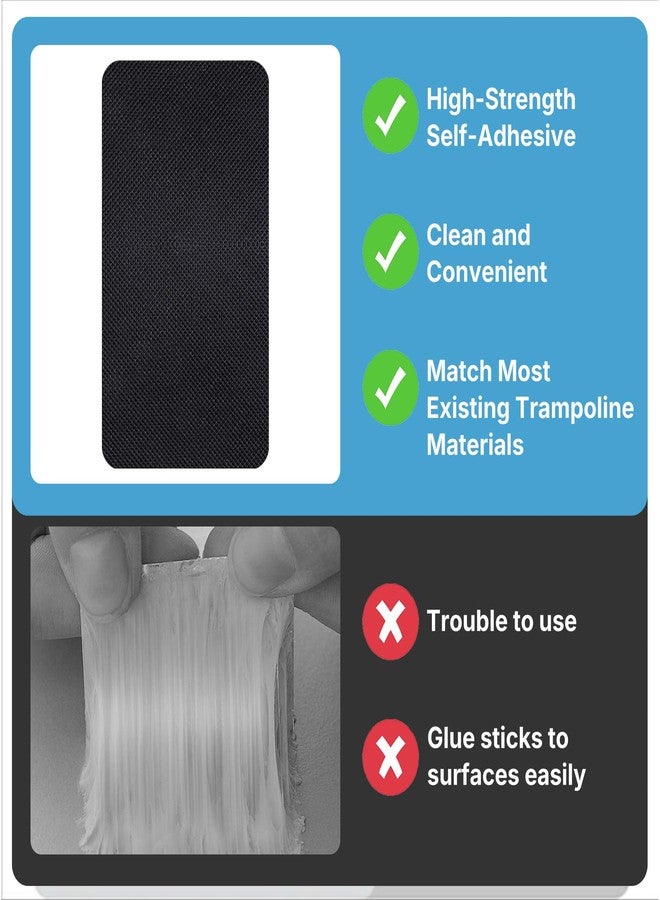 Orizizhic Self-Adhesive Trampoline Patch Repair Kit, 4 Rectangular Trampoline Repairing Tears with Scraper Wet Towel, Trampoline Accessories for Holes in Trampoline Mats Repairing Tears - Image 3