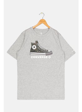 CONVERSE Kids Boy Sportswear Short Sleeve Outdoor T-Shirt, Grey Heather  - Image 1