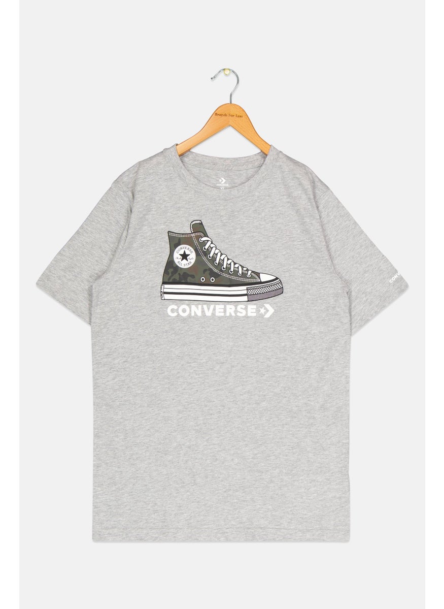CONVERSE - Kids Boy Sportswear Short Sleeve Outdoor T-Shirt, Grey Heather - Image 1