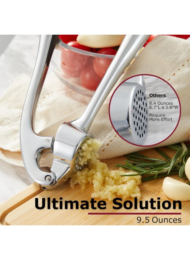 Lukadah Kitchen Premium Garlic Press Set - Rust Proof & Dishwasher Safe Professional Garlic Mincer Tool - Easy-Squeeze, Easy-Clean with Soft, Ergonomic Handle - Silicone Garlic Peeler & Brush - Image 4