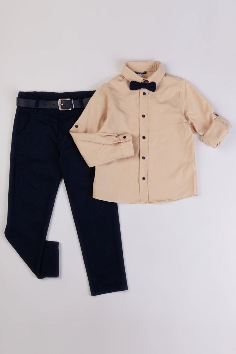 Gold Class Kidswear Bow Tie Belt 4-Piece Boy Shirt Set - Image 3