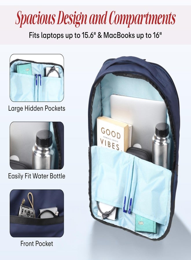 Protecta Apex Professional Backpack for Men & Women Water Resistant Business Bag Fits Laptops up to 15.6 Inches & MacBooks up to 16 Inches Trolley Sleeve Lightweight Corporate Backpack Navy Blue - Image 5