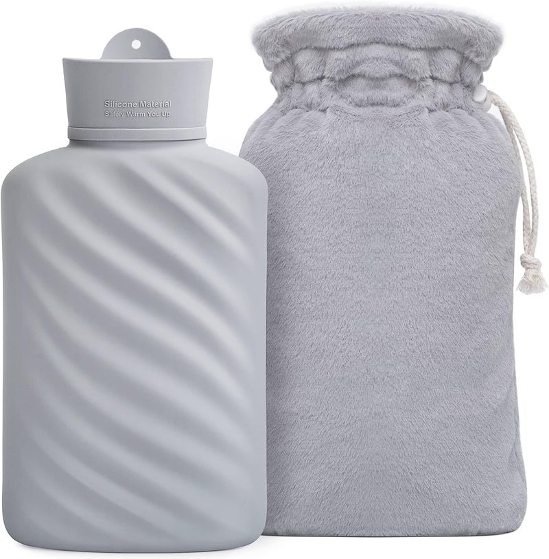 MEETRUE Microwaveable Hot Water Bottle with Cover(1 Liter), MEETRUE Innovative BPA-Free Silicone Hot Water Bottle Hot Water Bag for Pain Relief, Hot & Cold Therapies-Winter Gift for Women Children Elderly 