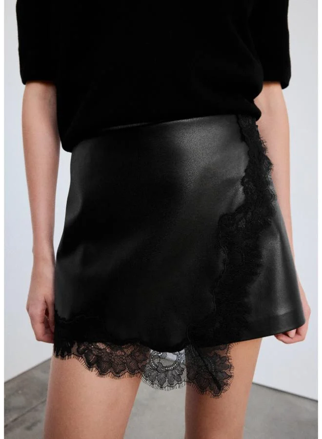 Mango Faux-leather culottes