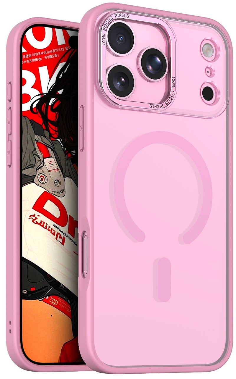 for iPhone 17 Pro Max Case Compatible with MagSafe,Magnetic Phone Case for iPhone 17 Pro Max,Skin-Friendly Hybrid TPU Hard Back Matte Cover,N52 Built-in Magnets,Metal Camera Frame Shockproof Case Sakura Pink - Image 1