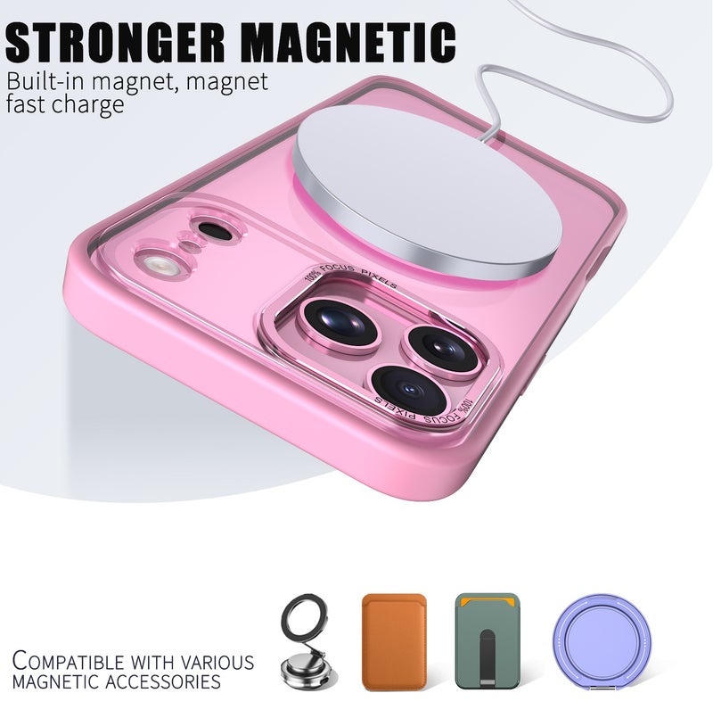 for iPhone 17 Pro Max Case Compatible with MagSafe,Magnetic Phone Case for iPhone 17 Pro Max,Skin-Friendly Hybrid TPU Hard Back Matte Cover,N52 Built-in Magnets,Metal Camera Frame Shockproof Case Sakura Pink - Image 2