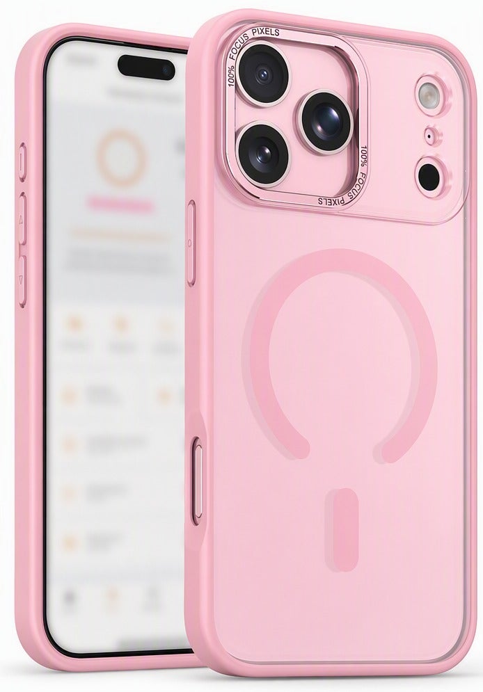 for iPhone 17 Pro Max Case Compatible with MagSafe,Magnetic Phone Case for iPhone 17 Pro Max,Skin-Friendly Hybrid TPU Hard Back Matte Cover,N52 Built-in Magnets,Metal Camera Frame Shockproof Case Sakura Pink - Image 1