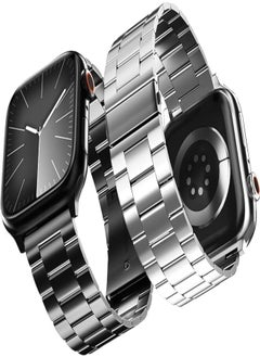 2 Pack Compatible with Apple Watch Band 49mm 45mm 44mm 42mm, Next Store Durable Stainless Steel Metal Strap for iWatch Ultra 2/1 Series 9/8/7/6/5/4/3/2/1/SE/SE2 Women Men
