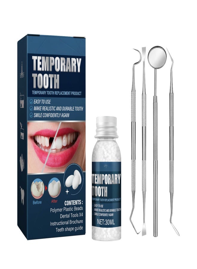 EELHOE 30ml Moldable Teeth Glue 4 Dental Tools Temporary Tooth Filling Set Difficult to Deform Smile Confidently - Image 1
