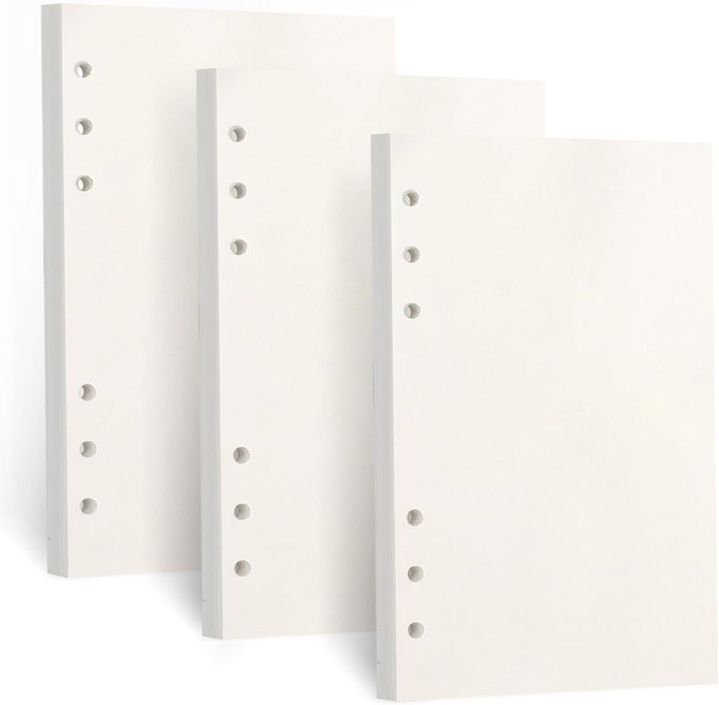 Toplive A6 Refill Paper, [3 Pack] 100GSM Thick Refillable Blank Paper 6 Hole Filler Inserts Loose Leaf Paper 135 Sheets (270 Pages) for 6 Ring Binder Journal Notebook - Image 1
