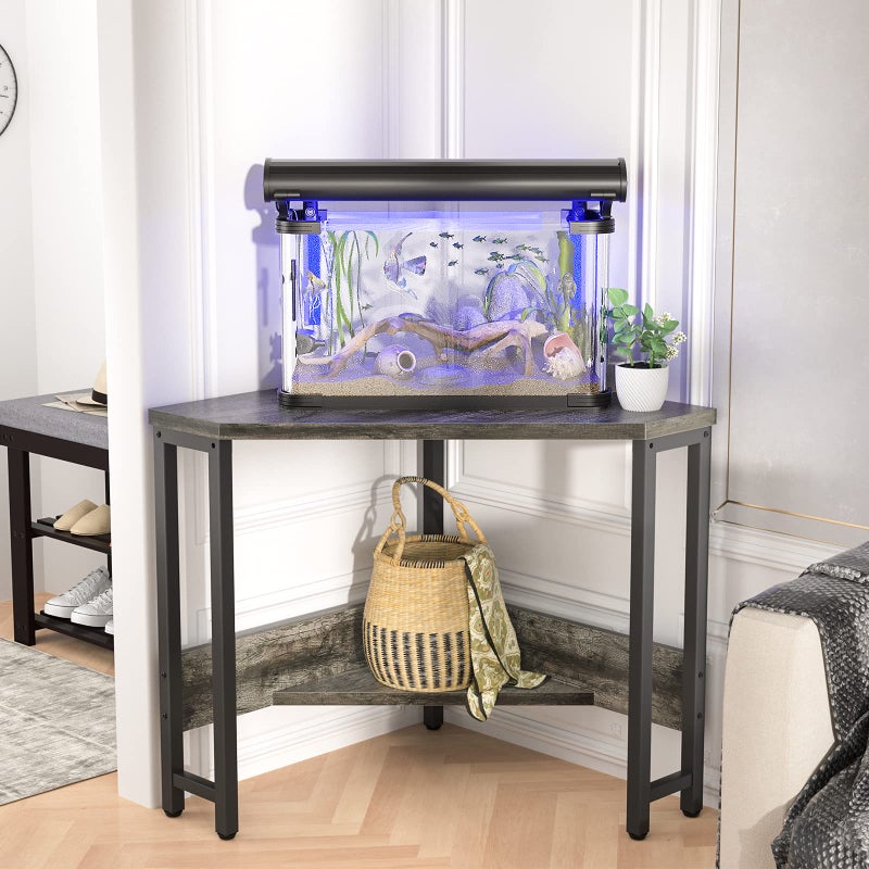 Armocity Corner Desk Small Desk with Outlets Corner Table for Small Space, Computer Desk with USB Ports Triangle Desk with Storage for Home Office, Workstation, Living Room, Bedroom, Oak - Image 3