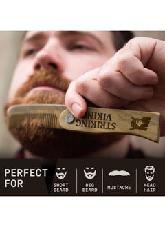 Striking Viking Folding Wooden Comb for Men - Sandalwood Switchblade Beard Comb for Grooming and Styling - Use Dry or With Oils & Balms  - Image 4