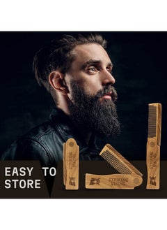 Striking Viking Folding Wooden Comb for Men - Sandalwood Switchblade Beard Comb for Grooming and Styling - Use Dry or With Oils & Balms  - Image 5