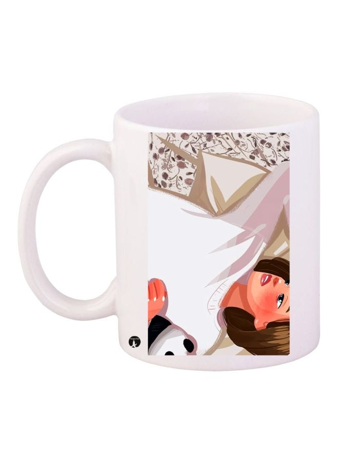 Cartoon Printed Coffee Mug White/Brown/Beige 11ounce
