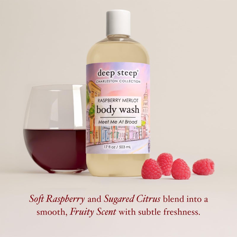 Deep Steep Body Wash, Raspberry Merlot (Meet me at Broad), 17 oz â€“ Hydrating Shower Gel with Hyaluronic Acid, Shea Butter, Aloe Vera & Argan Oil â€“ Vegan, Clean Beauty, Clean & Refreshed Skin - Image 3