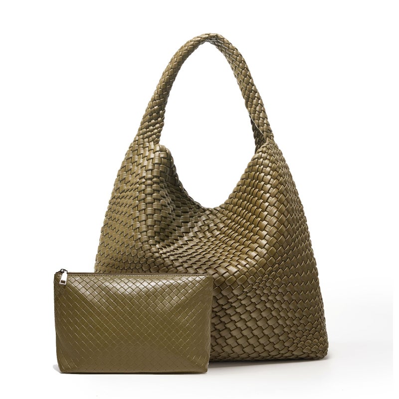 MELOLILA Large Woven Tote Bag for Women Weave Purse Woven Leather Handbag - Image 1