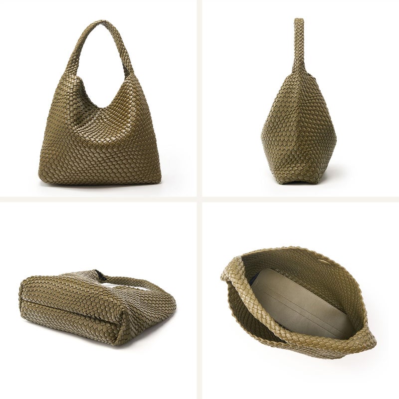 MELOLILA Large Woven Tote Bag for Women Weave Purse Woven Leather Handbag - Image 5