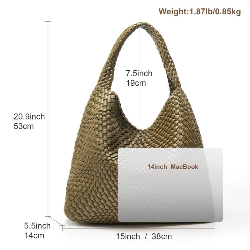 MELOLILA Large Woven Tote Bag for Women Weave Purse Woven Leather Handbag - Image 4