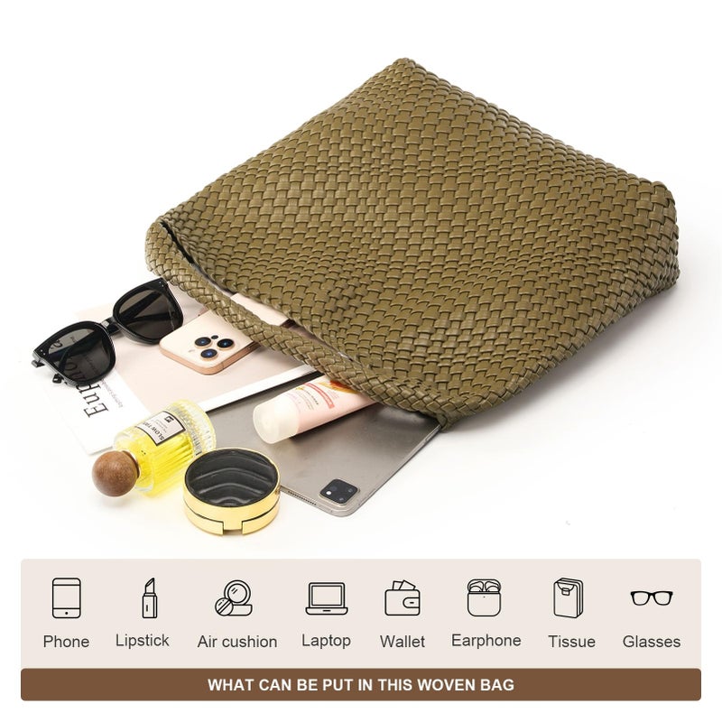 MELOLILA Large Woven Tote Bag for Women Weave Purse Woven Leather Handbag - Image 2