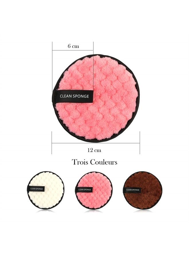 Vtrem 3 Colors Makeup Remover Pads Reusable Rounds Soft Facial Cleaning Puffs Towels Double-Side Washable Make Up Removing Cloth Microfiber Multi-Function, White, Pink, Brown - Image 4