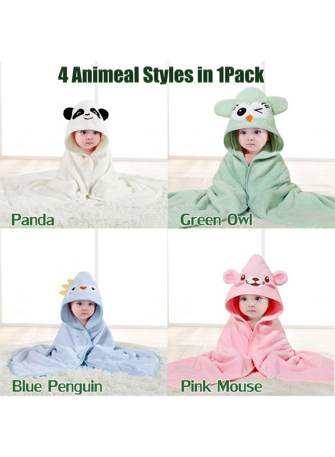 kmilro 4 Styles Hooded Baby Towels, Premium Coral Fleece Ultra Soft Absorbent 32 x 32 Inch Unisex Baby Bath Towel for Newborns, Toddlers, and Kids, Natural Baby Stuff Towel with Hood for Boy and Girl - Image 2