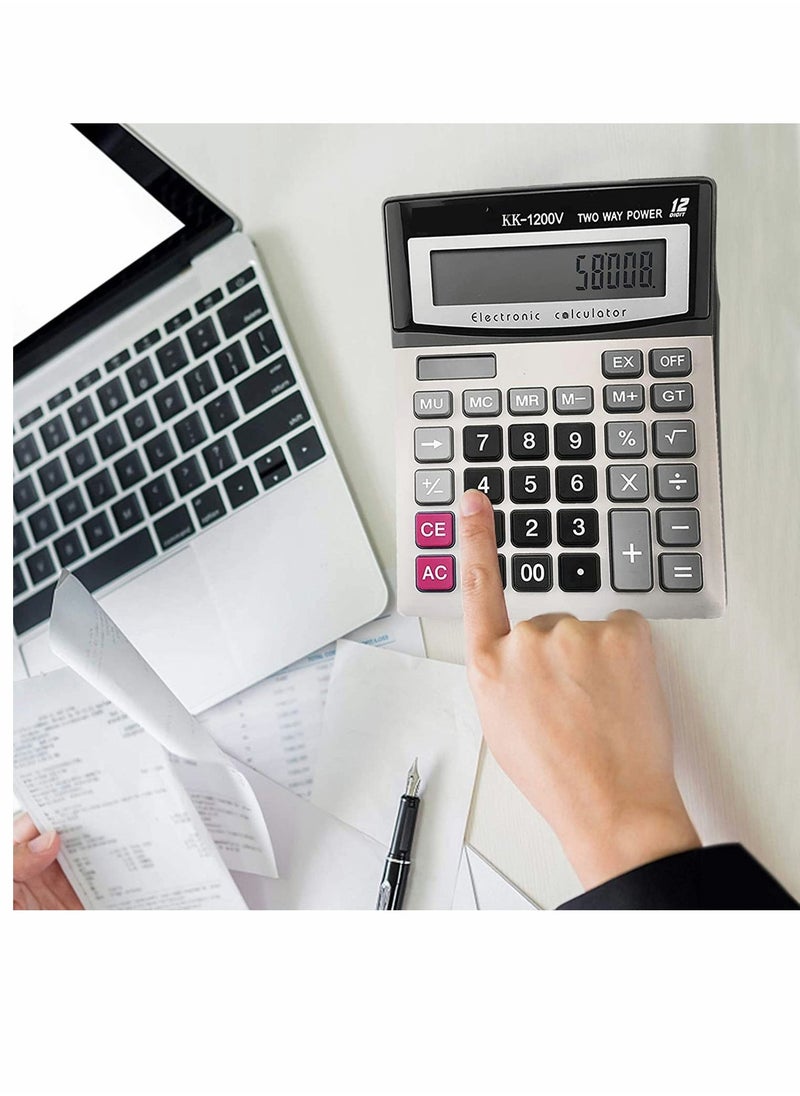 Solar Battery Desktop Calculator Large Dual Power Standard Function Business with 12 Digit LCD Display Convenient for Student Office, Home, Market - Image 2