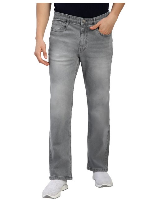 Light Grey Whisker Bootcut Jeans for men