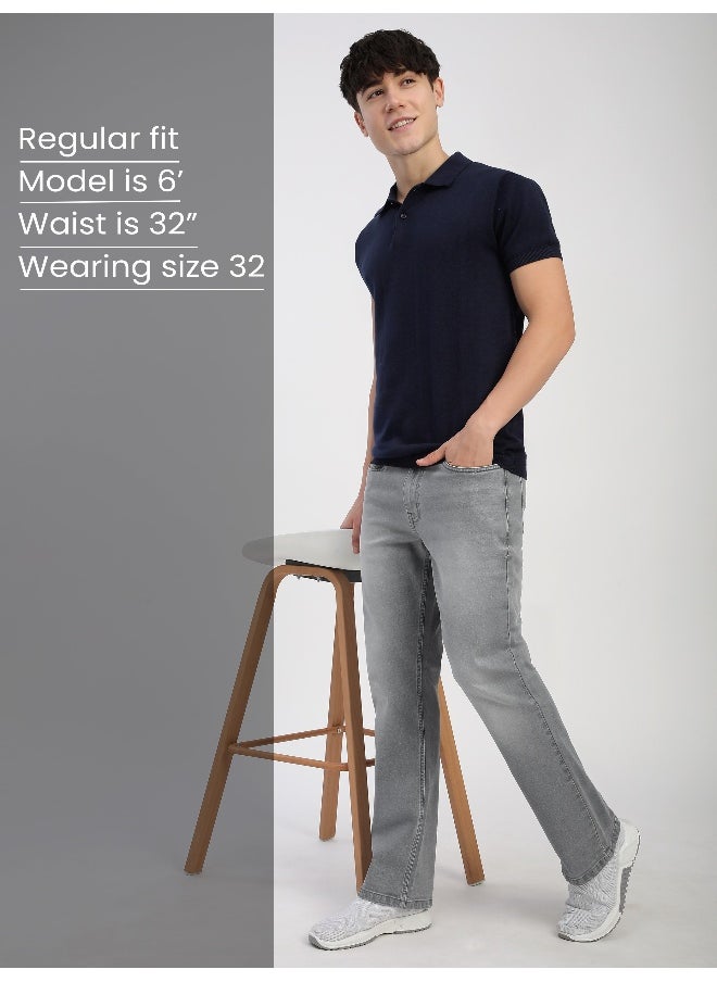 Light Grey Whisker Bootcut Jeans for men