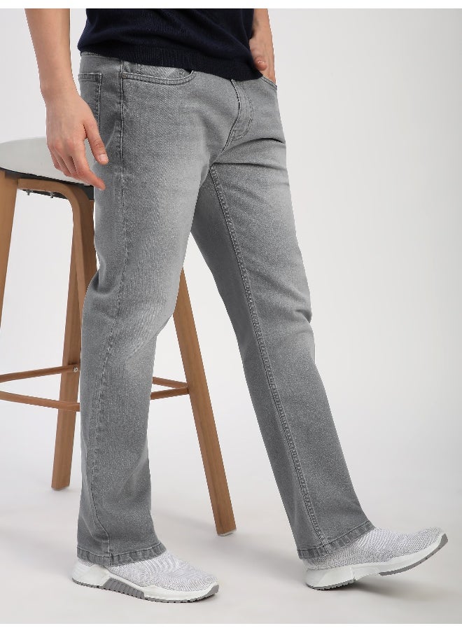 Light Grey Whisker Bootcut Jeans for men