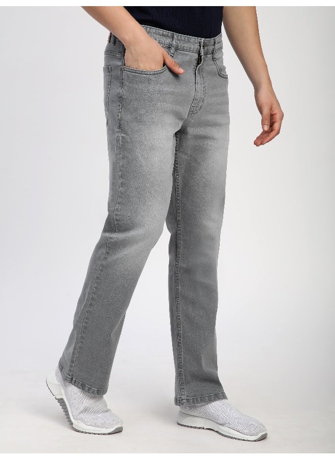 Light Grey Whisker Bootcut Jeans for men