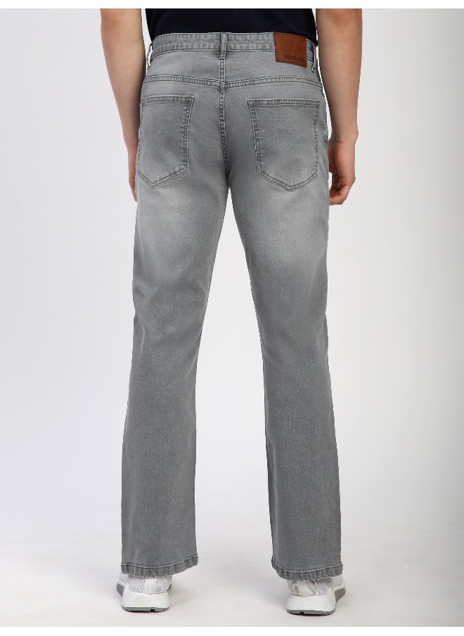 Light Grey Whisker Bootcut Jeans for men