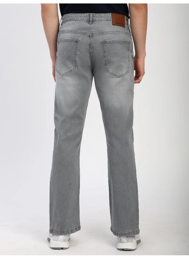 بيونغ Light Grey Whisker Bootcut Jeans for men