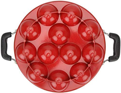 DARAZ Appam PanAppam Maker litti Makerunniyappam chatti Non Stick unniyappam chatti Pancake Pan Paniarakkal with Lid 1 L Capacity 22 cm Diameter Red - Image 5