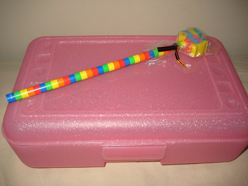 Romanoff Products Pencil Box Pink Sparkle with Rainbow Pencil - Image 2