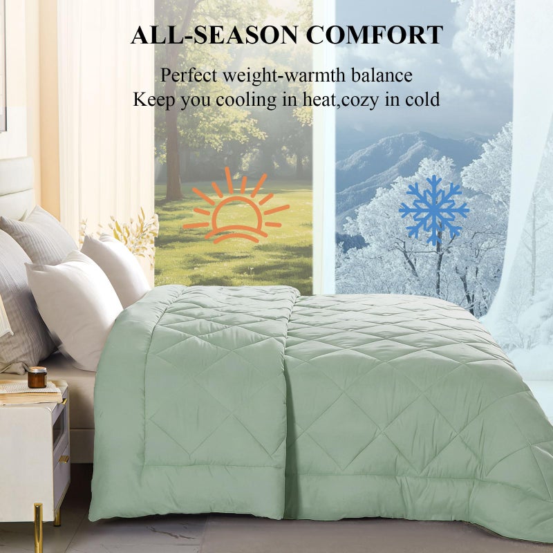 MIOTO 120x128 Oversized King Comforter, Extra Large King Size Comforter Oversized, All Season Soft Lightweight Quilt Down Alternative Duvet Insert with 8 Corner Tabs(120x128, Sage Green) - Image 3