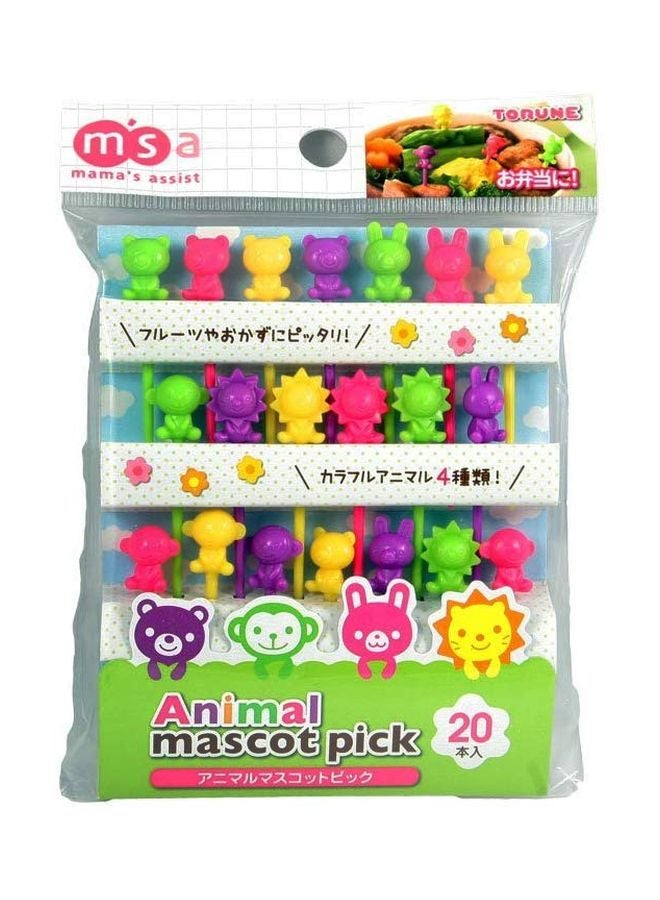 20-Piece Animal Mascot Food Pick Set