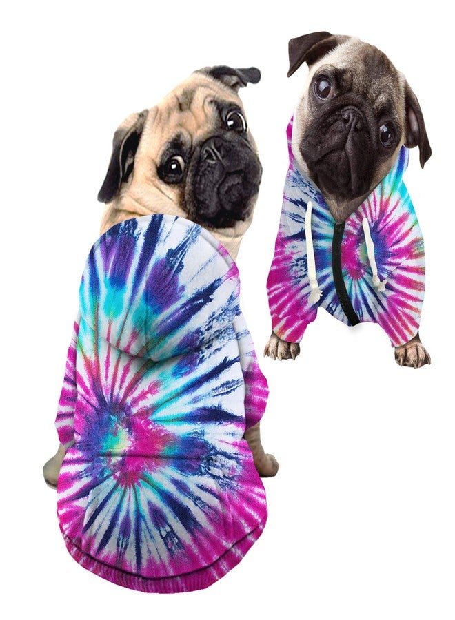 Howilath Dog Pet Cat Puppy Cute Outfits Clothes, Tie-dye Cool Purple Spiral Elegant Cotton Polyester Sweatshirt for Small Dogs Cats Puppy Animal - L - Image 1
