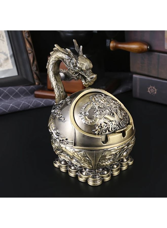 1pc Burronwood Metal Rabbit Ashtray Vintage Circular Animal Carvings Slot Bowl Holder Retro Home Bar Office Man Cave Decorative Smoking Accessory - Image 1