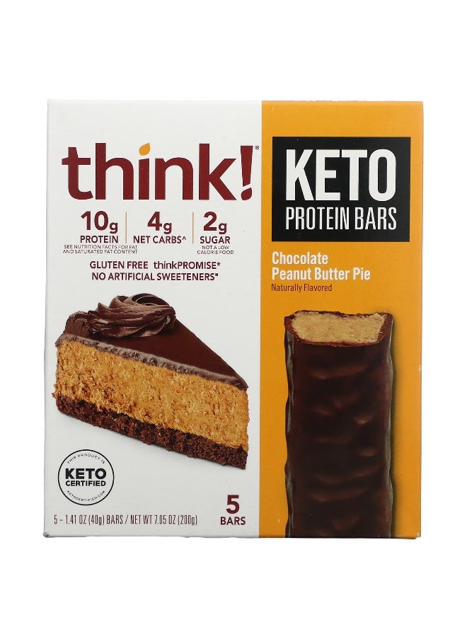 Think !, Keto Protein Bars, Chocolate Peanut Butter Pie, 5 Bars, 1.41 oz (40 g) Each (Packaging may vary)