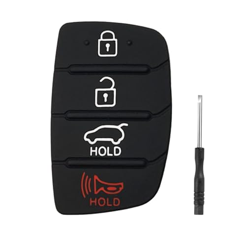 JJCHQ 4 Button Key Fob Rubber Pad Replacement for Hyundai Sonata Santa Fe Sport 2019 2018 2017 2016 2015 2014 2013 Keyless Entry Remote Control Flip Car Key Fob Button Cover Case Insert Keypad - Image 1