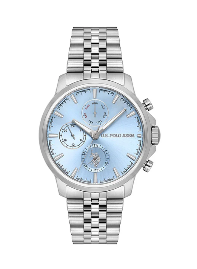 U.S. Polo Assn. New Stainless Steel Bracelet Quartz Multifunction Watch for Men, 43mm