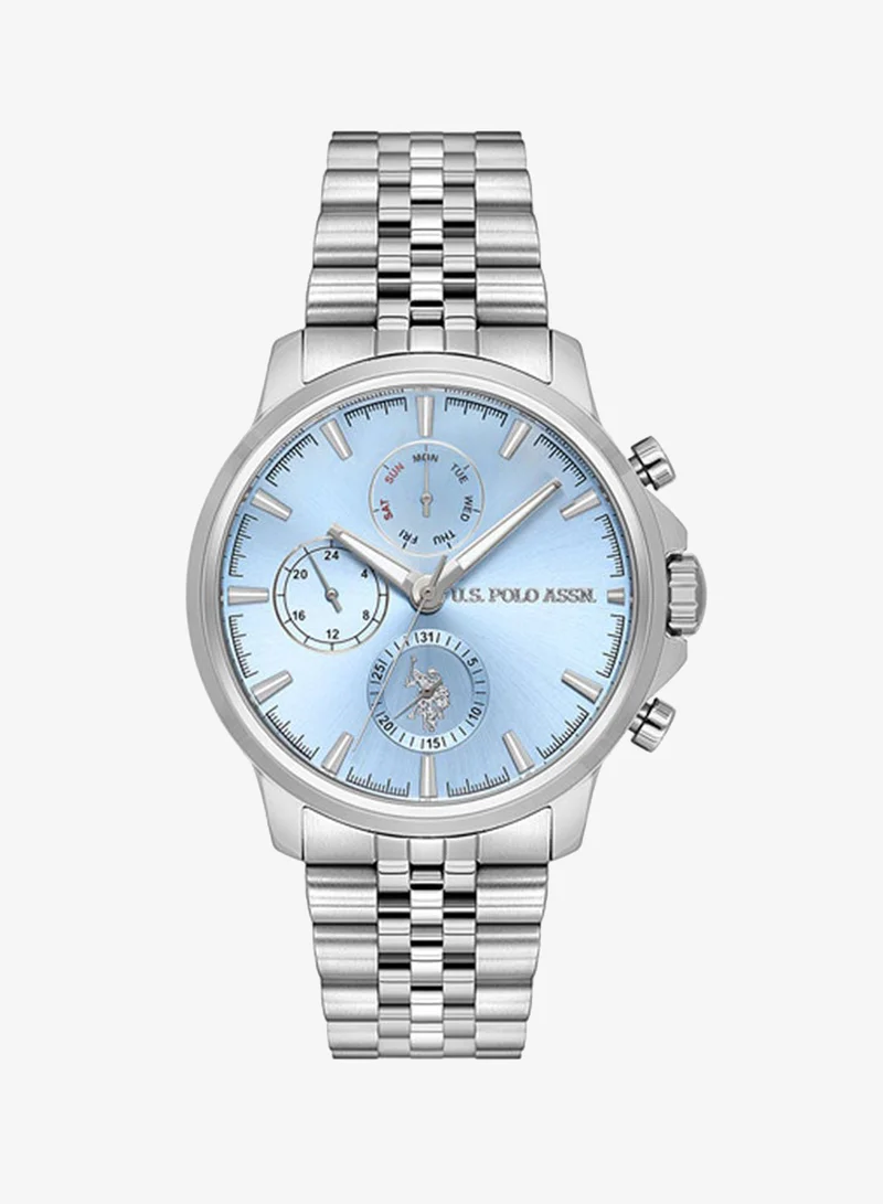 U.S. Polo Assn. New Stainless Steel Bracelet Quartz Multifunction Watch for Men, 43mm