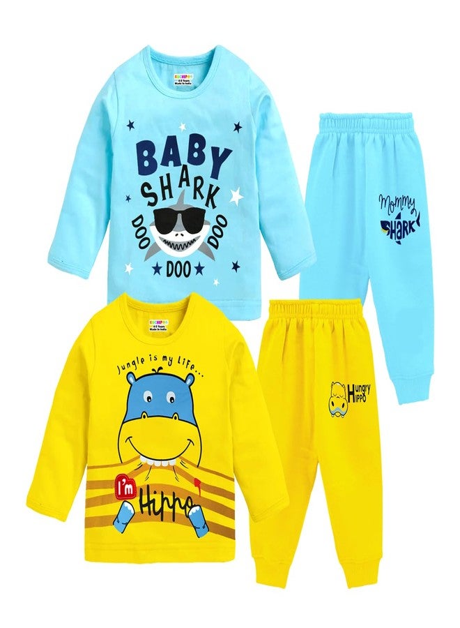 Kuchipoo Baby Boy Regular Fit Cotton T-Shirts and Pyjamas Set (KUC-PSUT-135, 12-18 Months, Multi-Colored) - Image 1