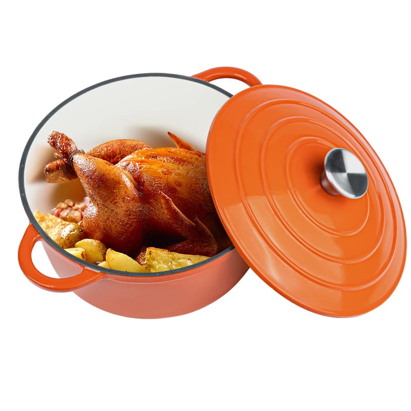 Miereirl 4.5 Qt Enameled Dutch Oven Pot With Lid  Cast Iron Dutch Oven With Dual Handles For Bread Baking  Cooking  Non-Stick Enamel Coated Cookware (Orange) - Image 1
