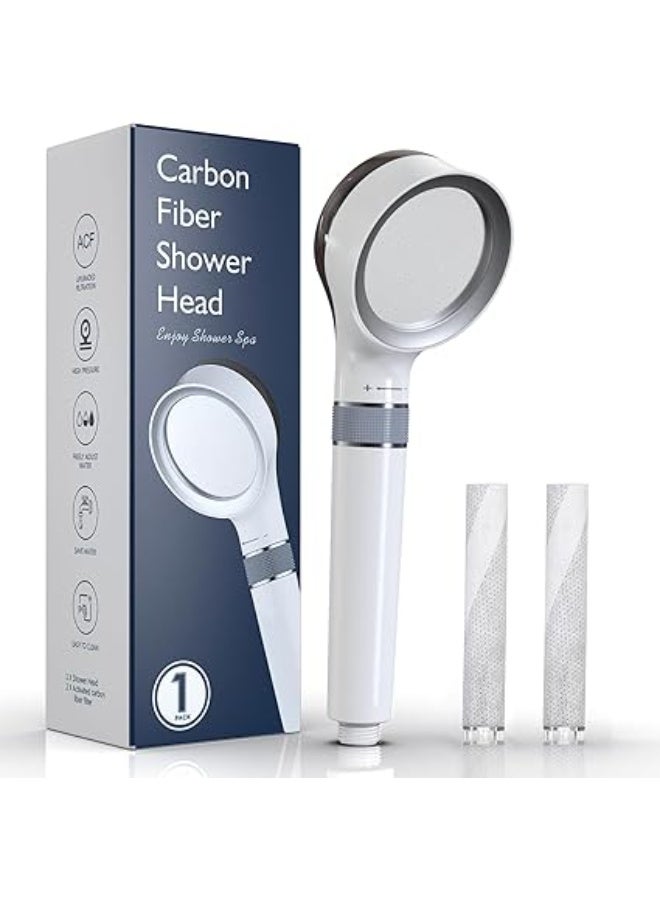 رأس دش محمول باليد موفر للماء والكلور، رأس دش عالي الضغط من ألياف الكربون للمياه العسرة، وضع رش قابل للتعديل، رأس دش شامل لضغط منخفض - Image 1