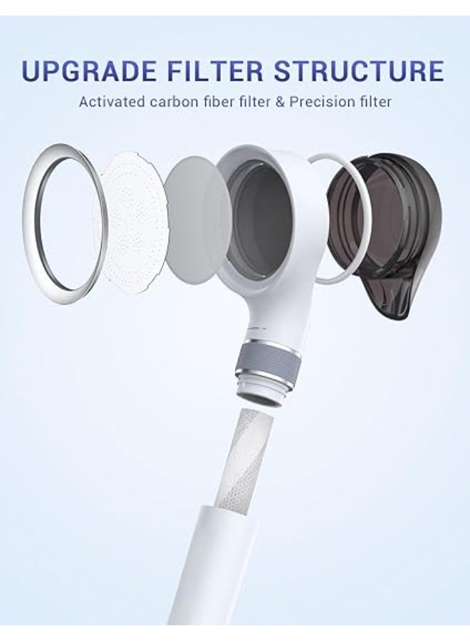 رأس دش محمول باليد موفر للماء والكلور، رأس دش عالي الضغط من ألياف الكربون للمياه العسرة، وضع رش قابل للتعديل، رأس دش شامل لضغط منخفض - Image 2