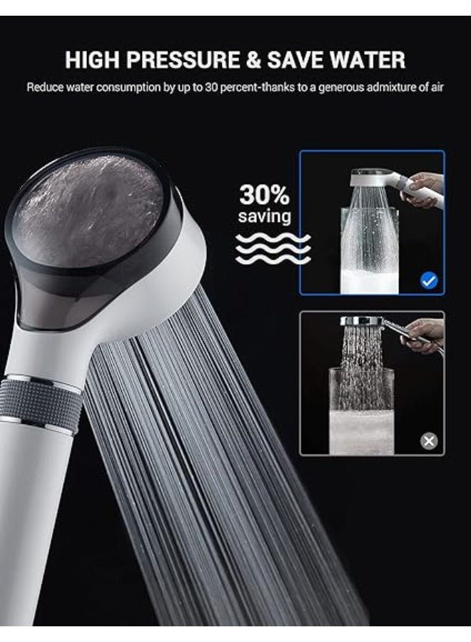 رأس دش محمول باليد موفر للماء والكلور، رأس دش عالي الضغط من ألياف الكربون للمياه العسرة، وضع رش قابل للتعديل، رأس دش شامل لضغط منخفض - Image 5
