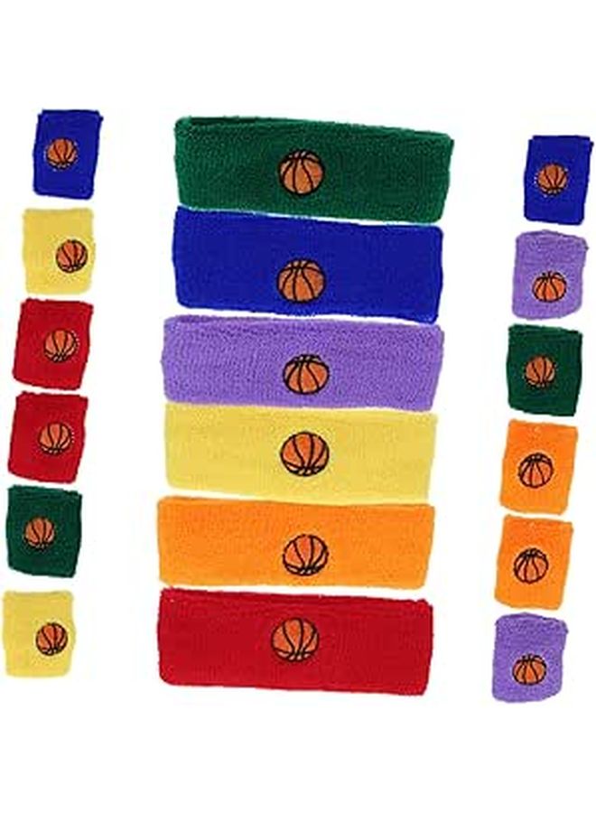6 Pack Breathable Sports Sweatbands Headbands Wristbands For Running Basketball Tennis Yoga - Image 1