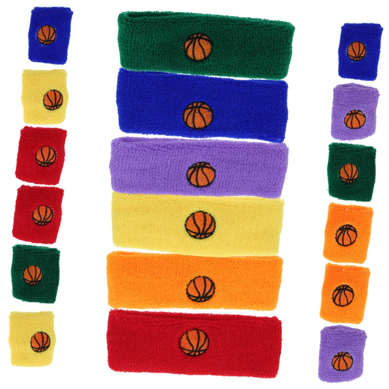 6 Pack Breathable Sports Sweatbands Headbands Wristbands For Running Basketball Tennis Yoga - Image 2