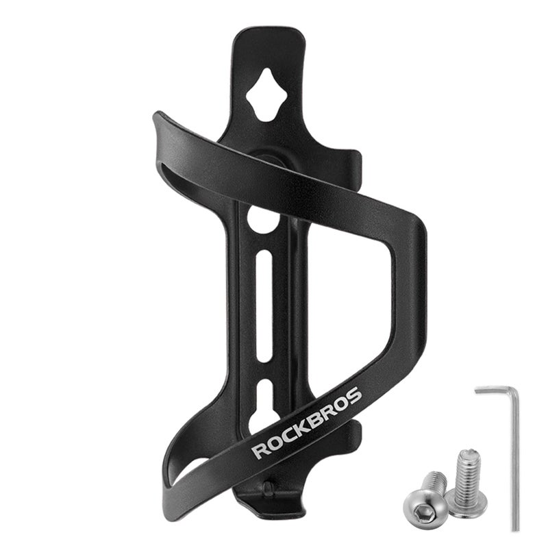 ROCKBROS Bike Water Bottle Holder Alloy Aluminum Bicycle Water Bottle Cage Brackets Bike Cup Holder for Road Mountain Bikes Black